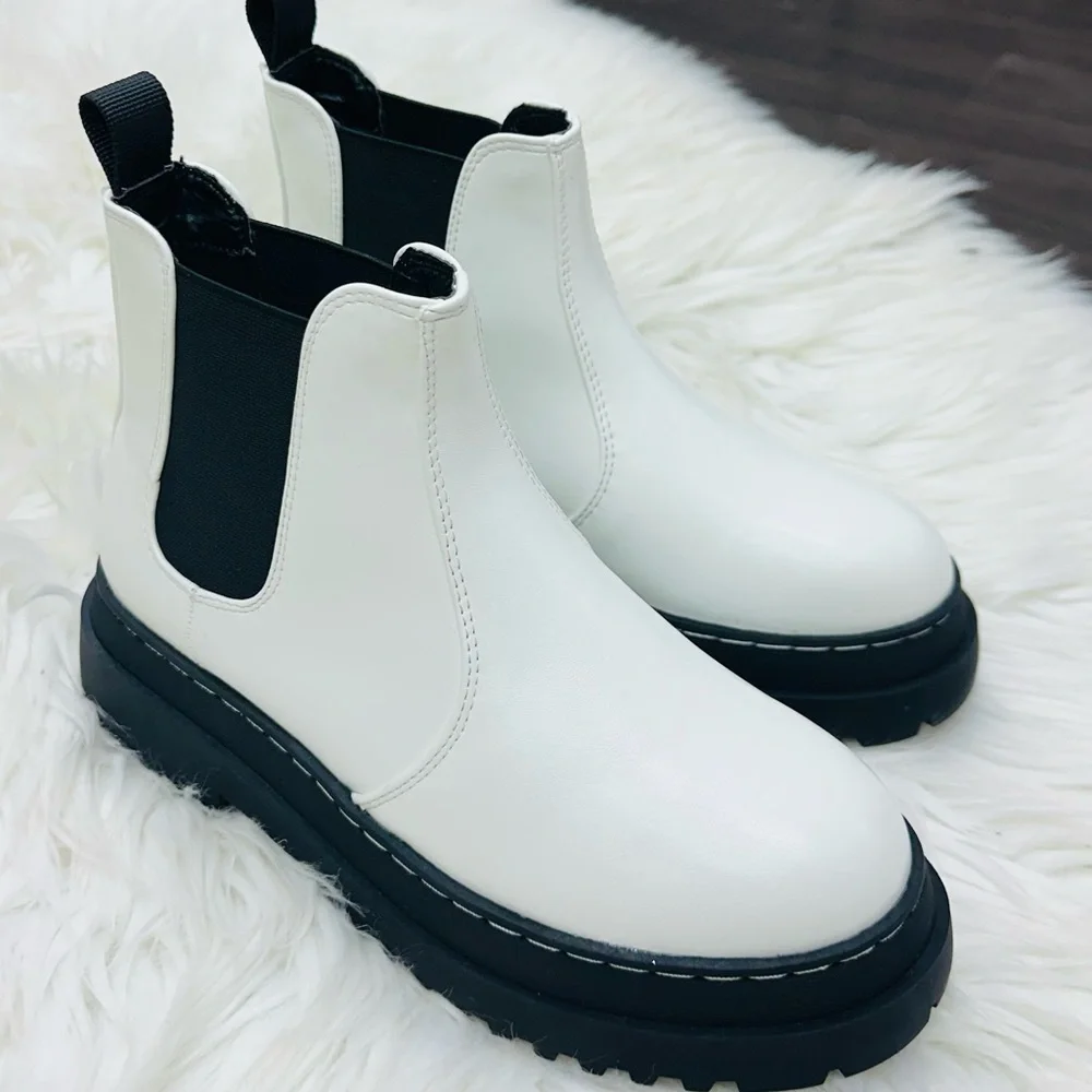 White Ankle Chunky Bootie - Picture 2 of 7